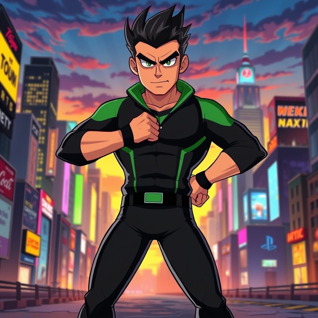 Rugged Ben 10 in Heroic Anime Style
