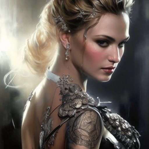 Girl in Silver Suit: Detailed Digital Art Portrait