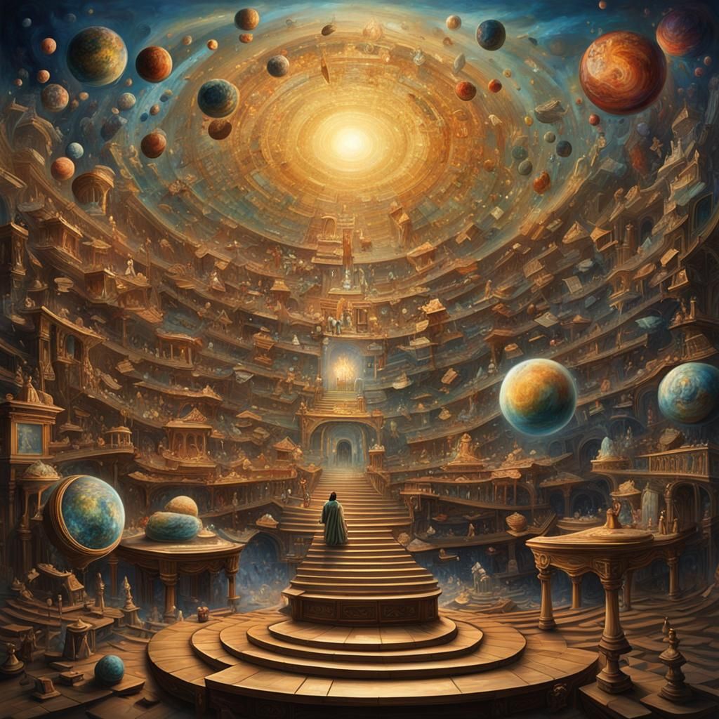 Infinite Library: A Multidimensional Realm of Ancient Books