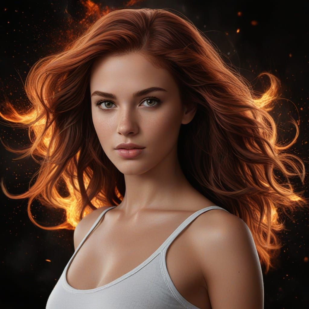 Dystopian Woman with Fire Powers in Matte Painting