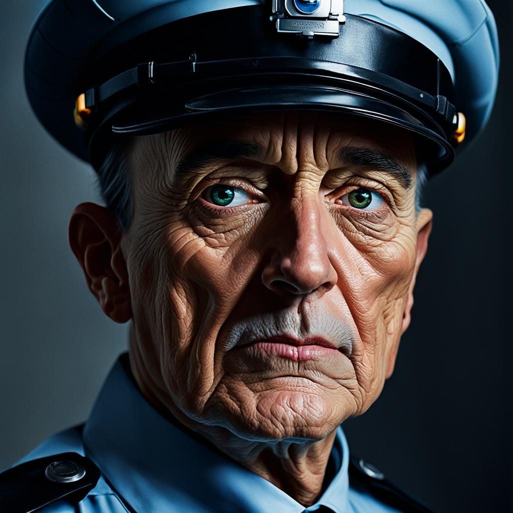 Robocops Portrait in O'Keeffe Style, Oil on Canvas
