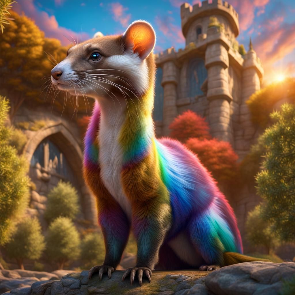 Giant Armored Weasel in Opalescent Organic Punk Style