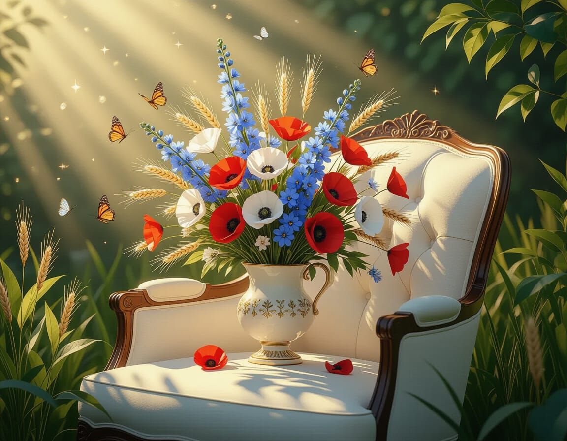 Elegant Floral Bouquet in Lush Garden Setting