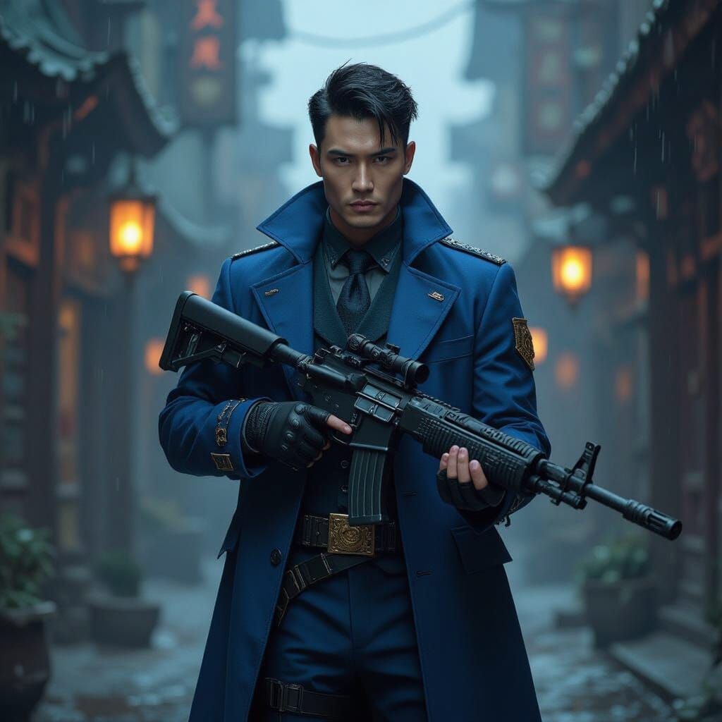 Asian Rogue Trader in Warhammer 40k Style