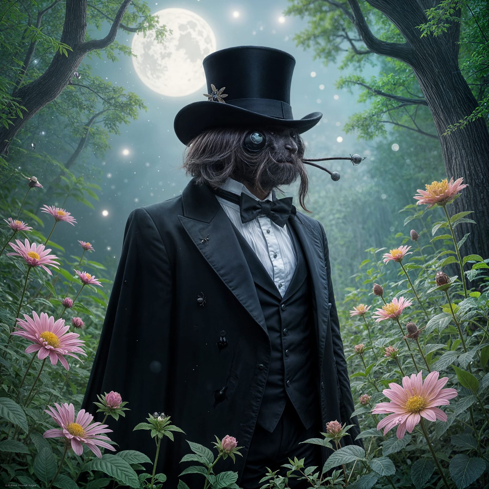 June Bug in Top Hat in Fairy Forest