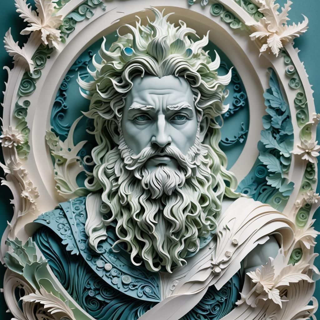 Photorealistic Image, A stunning, intricate sculpture of Nep...