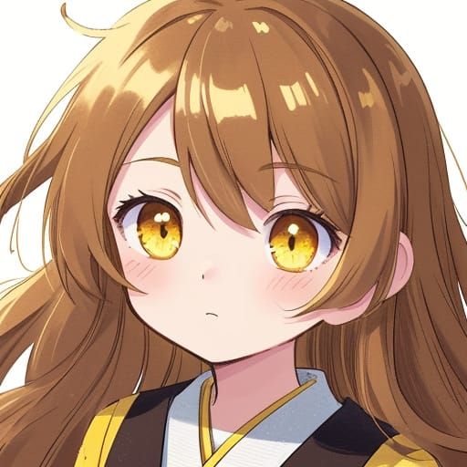 Anime Girl with Vibrant Yellow Eyes in Close-Up Portrait