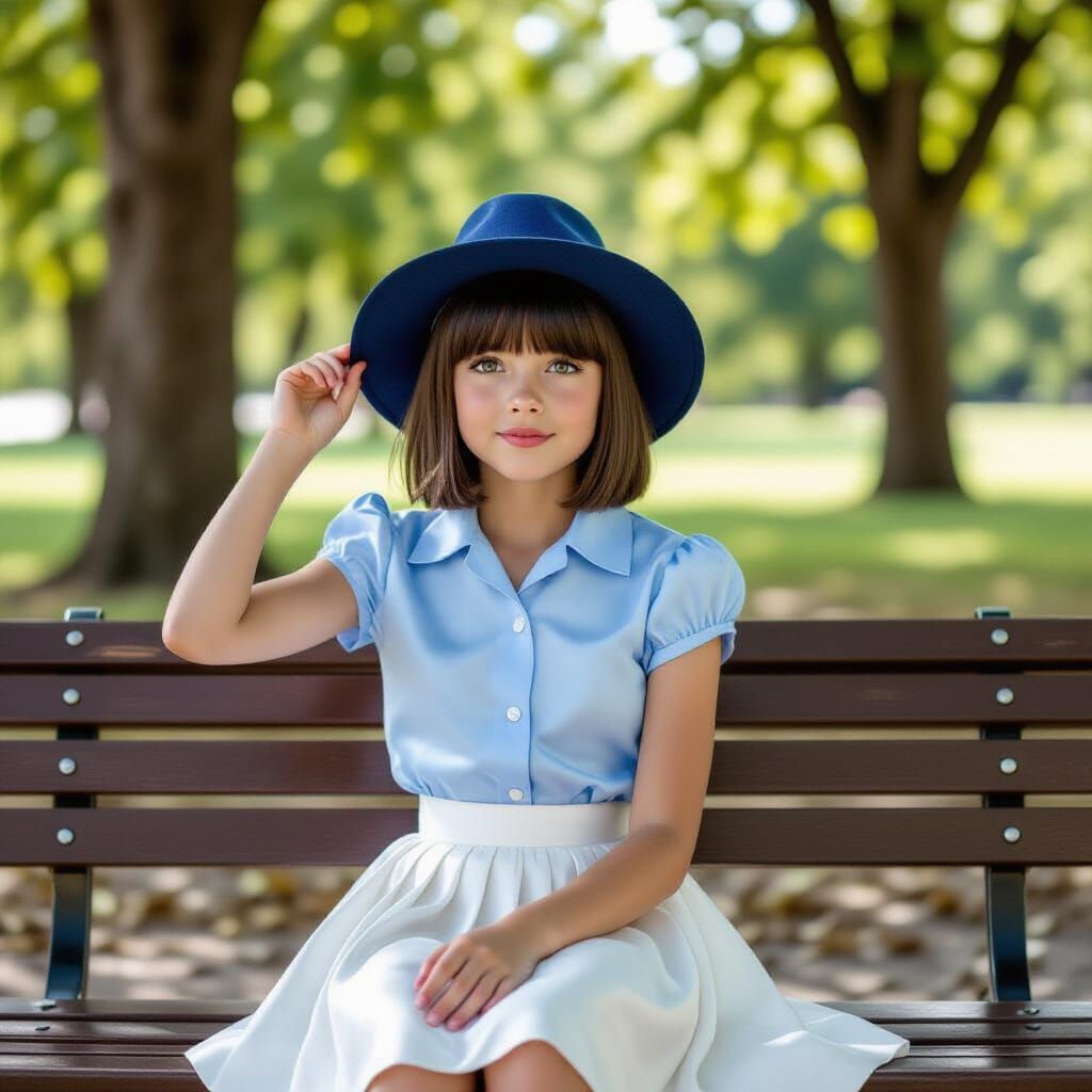 Young Girl in Park: High-Angle Photo