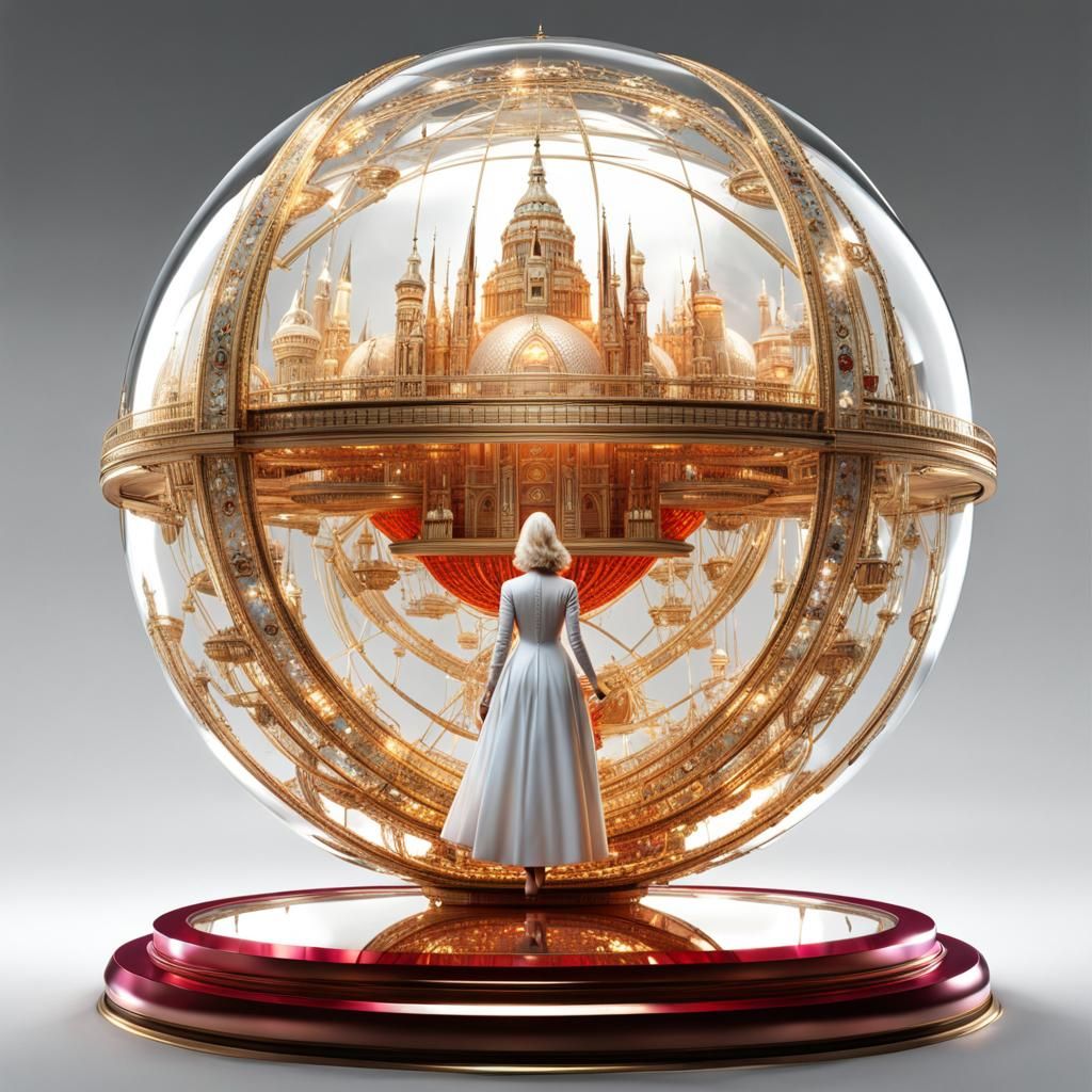 Atlantis Princess in Futuristic Laboratory, 3D Render