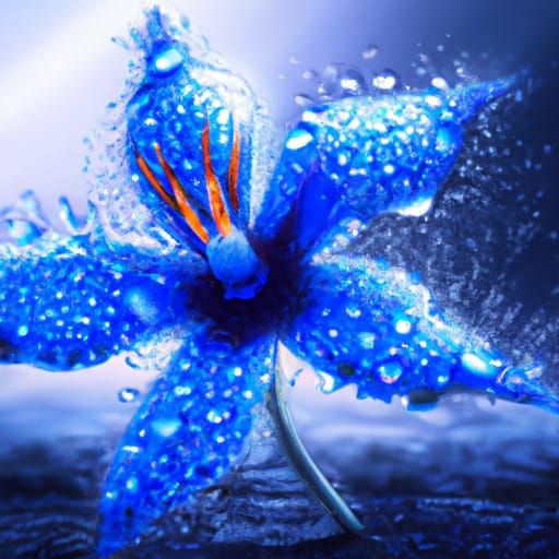 Misted Blue Tango Flower: Digital Matte Painting