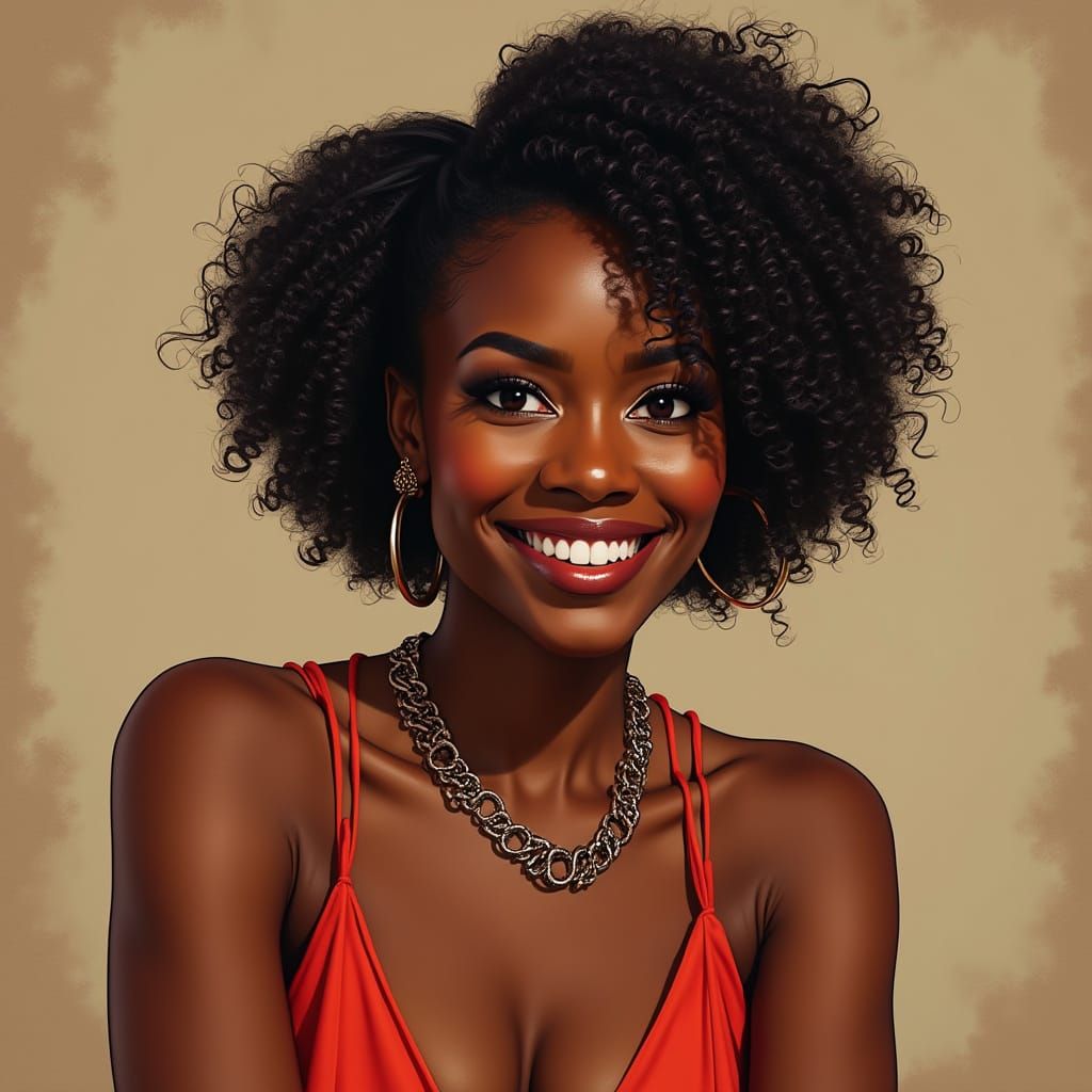 Elegant Black Woman Portrait in Photorealistic Style