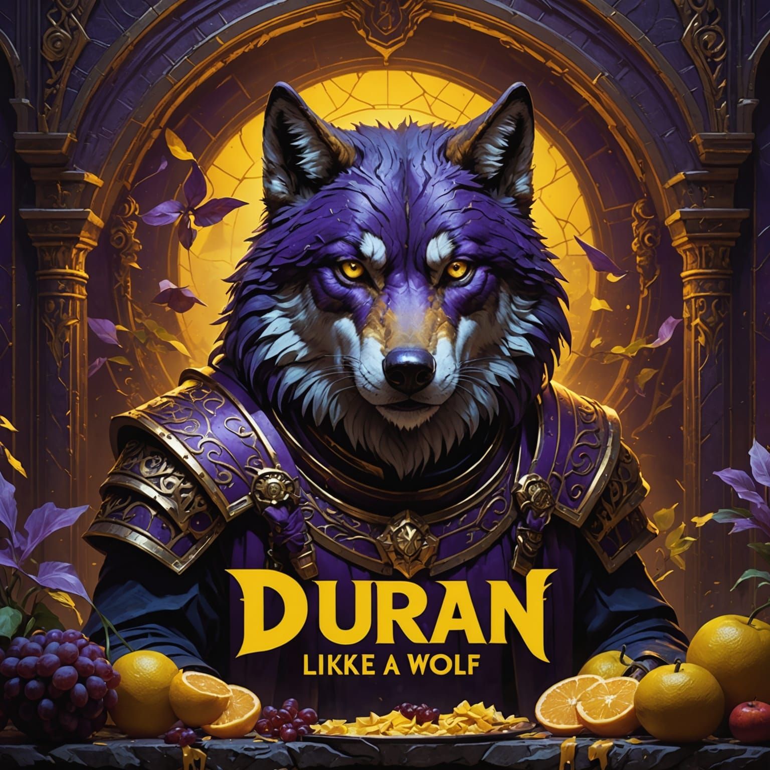 Wolf Dark Fantasy Concept Art with Text