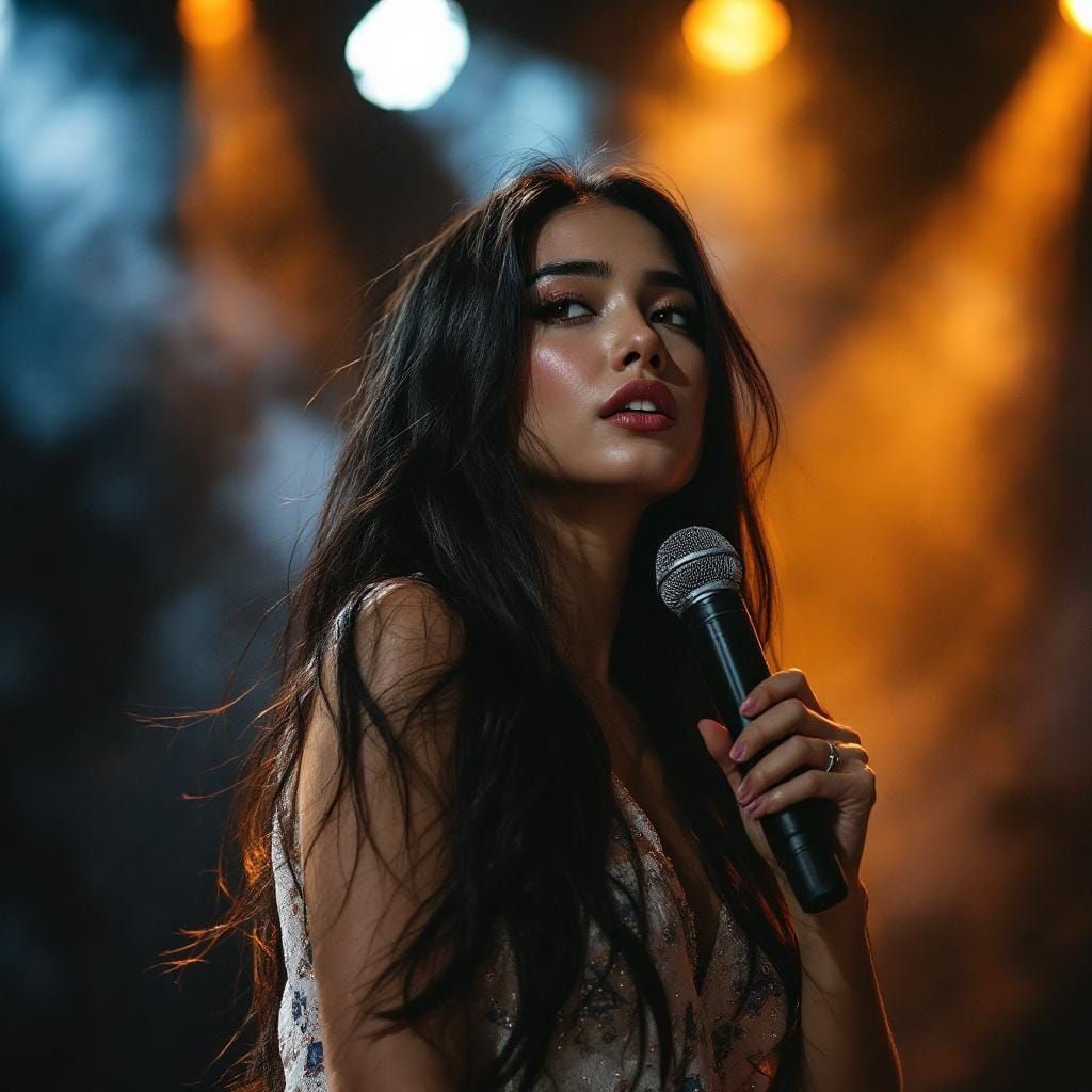 Emotive Portrait of Southeast Asian Singer in Concert