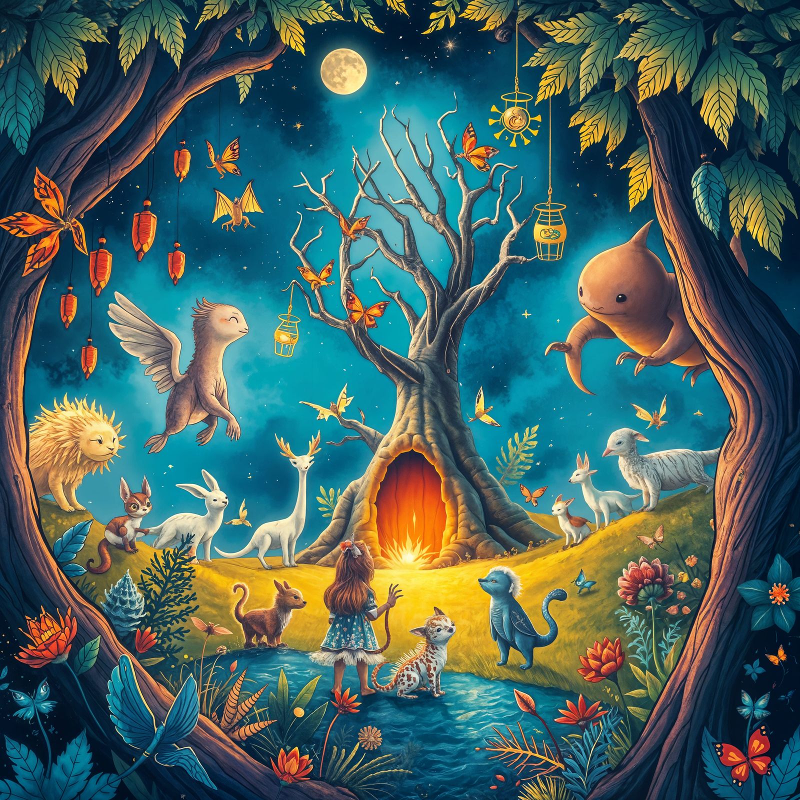 Abstract Fantasy Forest in Vibrant Colors