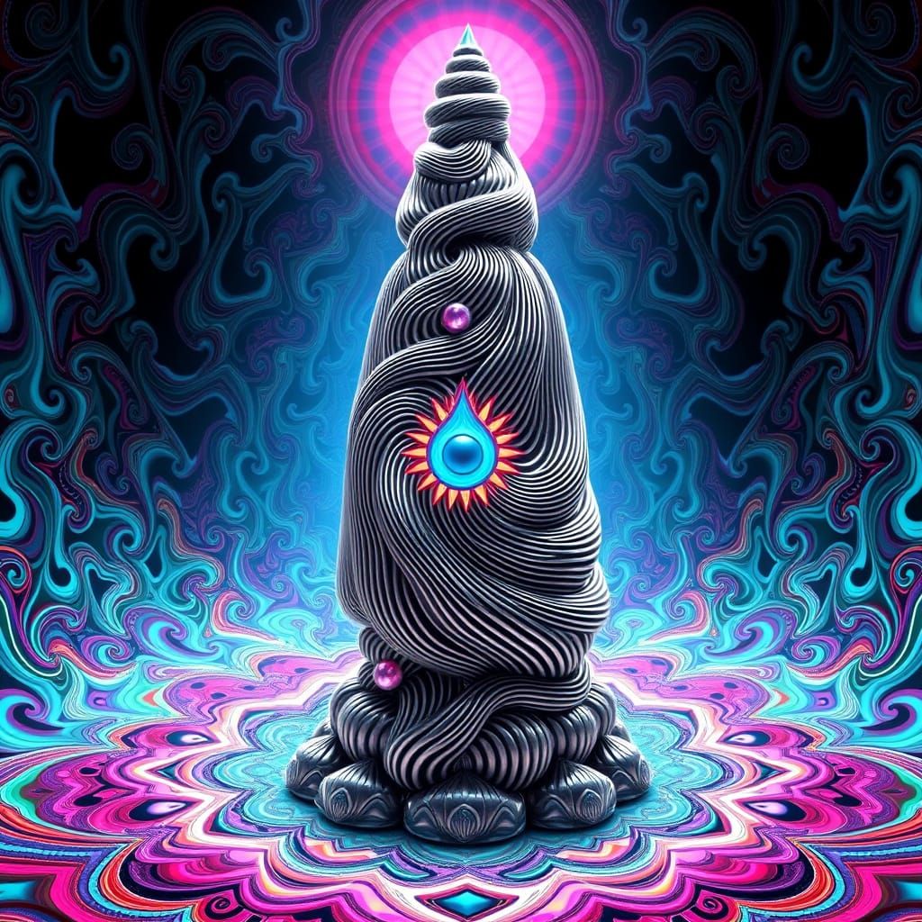 Psychedelic Shiva Lingam in Intricate Detail