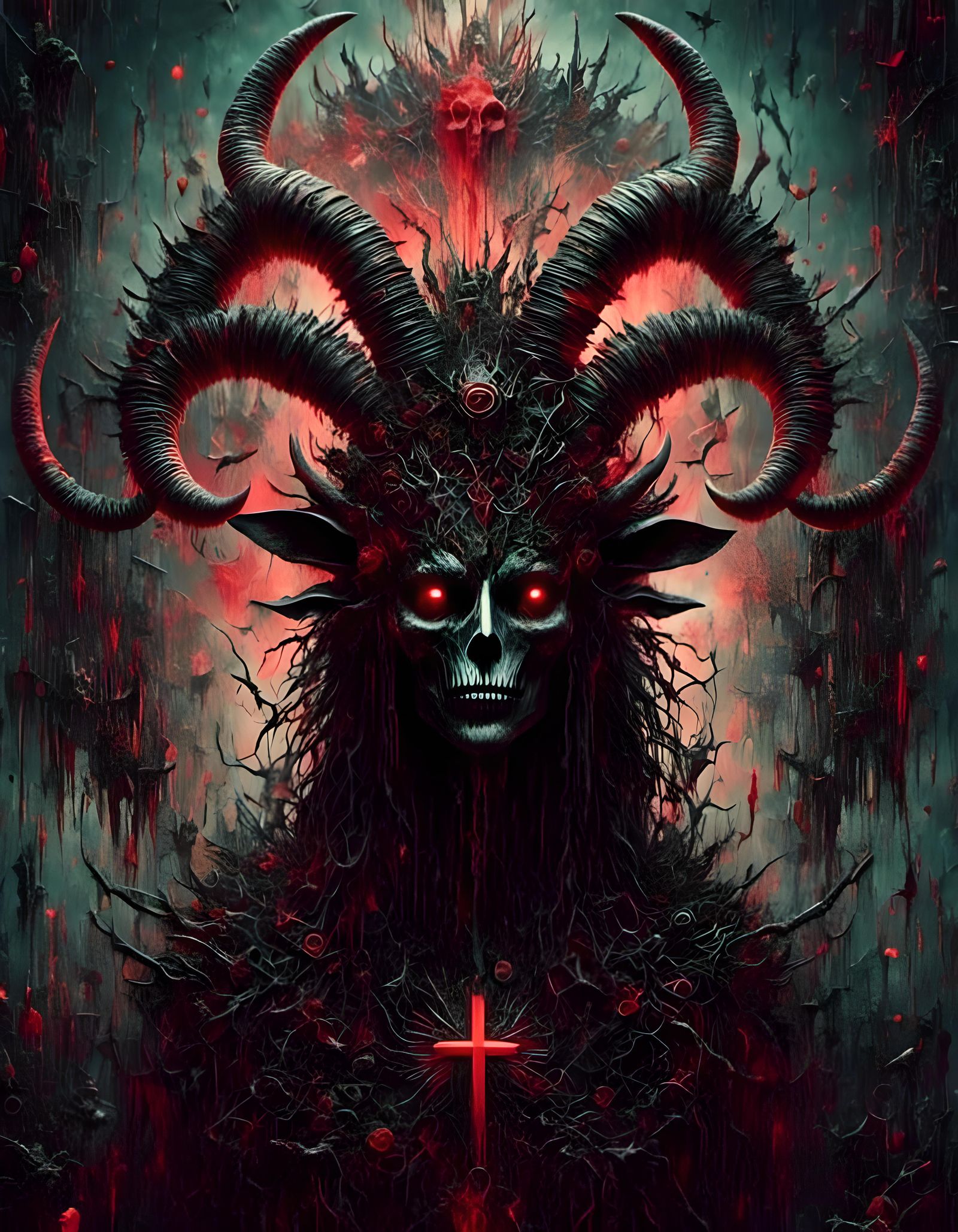 Baphomet in Graphic Novel Style with Pentagram