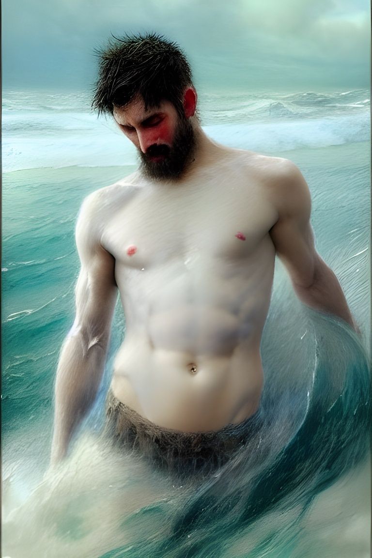 Stormy Ocean Waves Reveal Melancholy Man