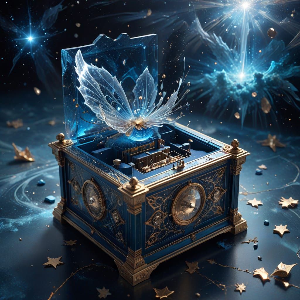 Crystal Palace in Nebula Sky with Celestial Music Box