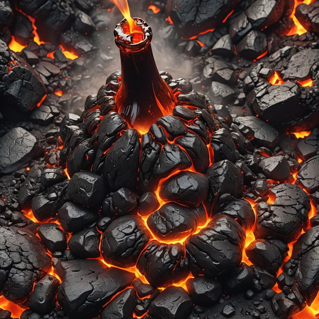 Molten Coke Bottle Lava Pour in 3D Rendering