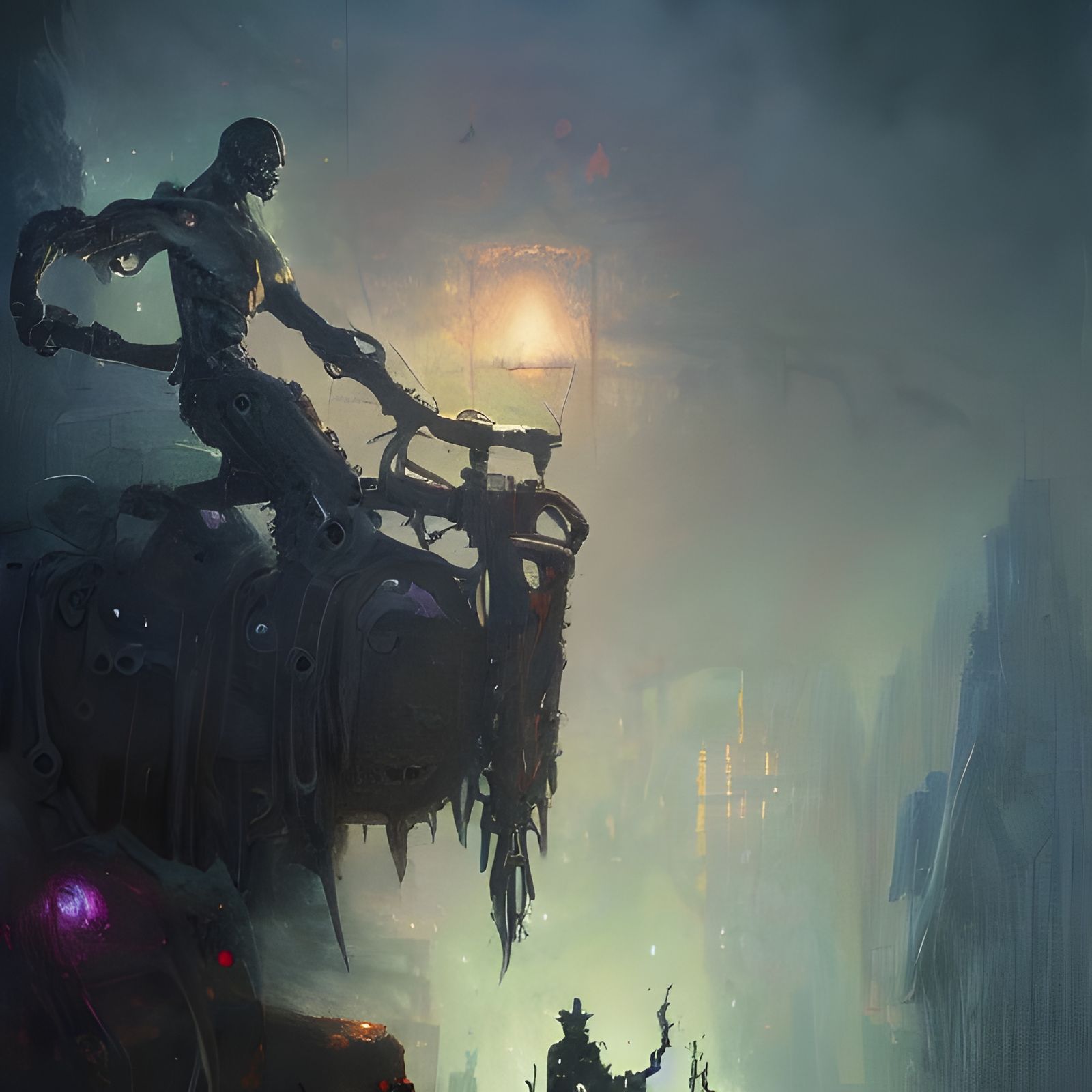 Eldritch Cyborg Human in Luminous Style