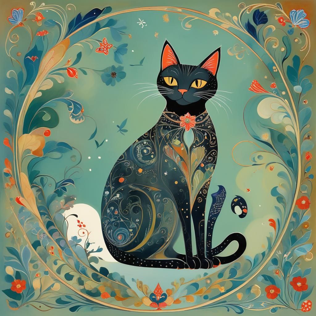 Whimsical Cat in Virginia Sterrett Style