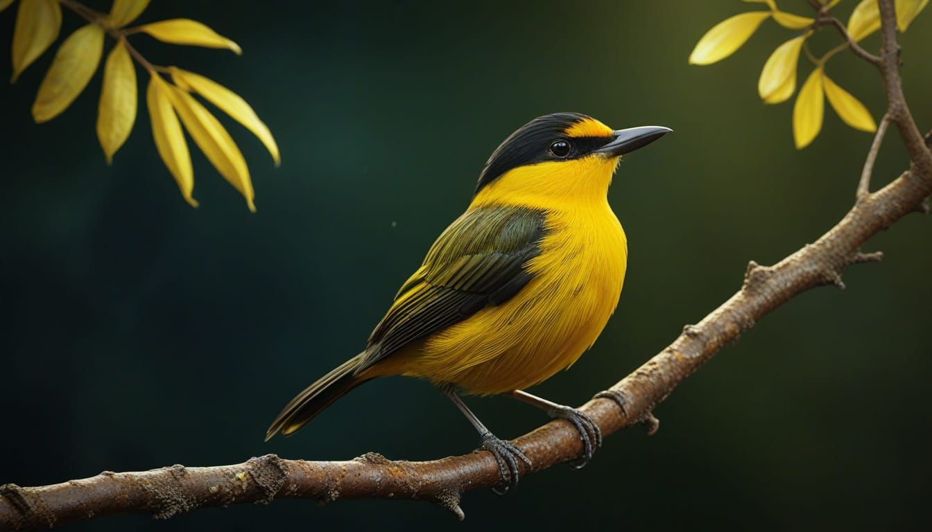 Yellow-Crested Manakin Bird in Dramatic Splash Art Style