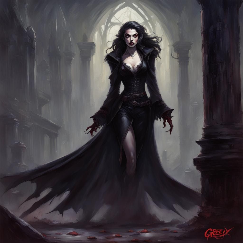 Lady Tia: Eternal Vampire in Sinister Gothic Art