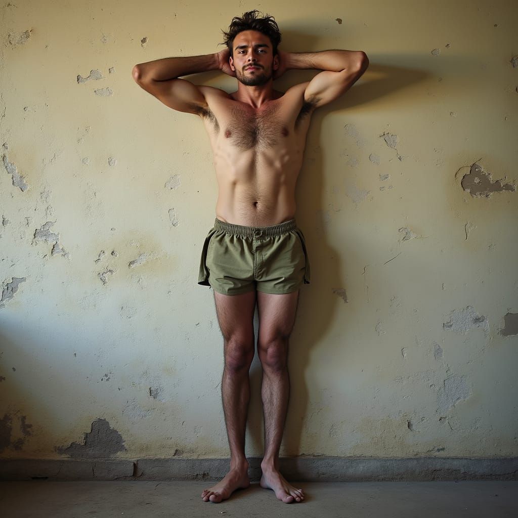 World War Two Soldier in Running Shorts, High Quality Photo