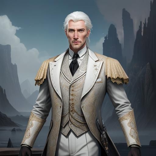 Handsome White-Haired Gentleman: Fantasy Concept Art