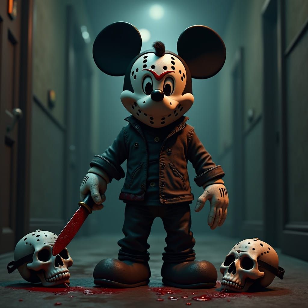 Horror Icon Mickey Mouse Stands in Ultra-Realistic, Hyper-De...