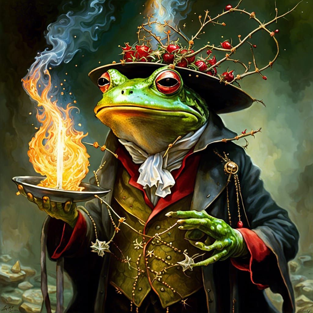 Cyclops Frog Wizard Conjuring Magic