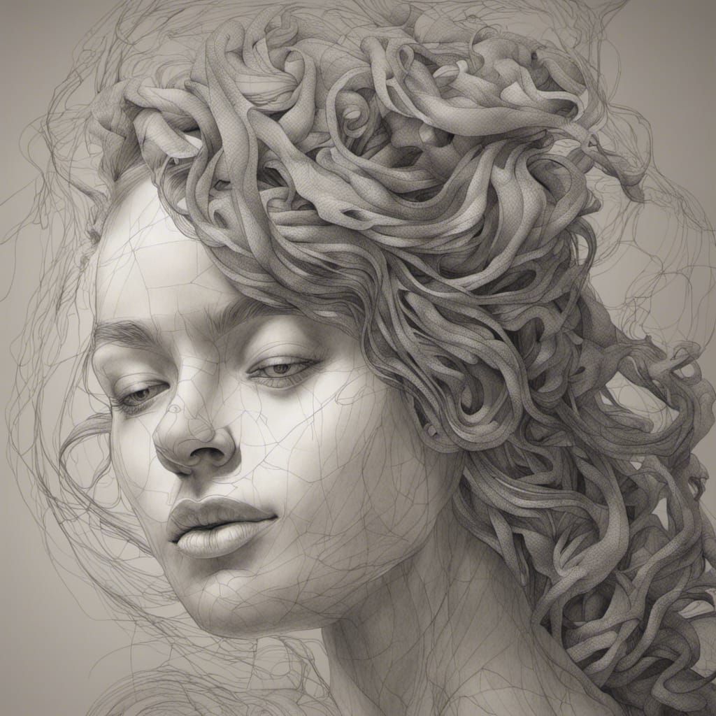 Detailed Pencil Drawing of a Hundred Women