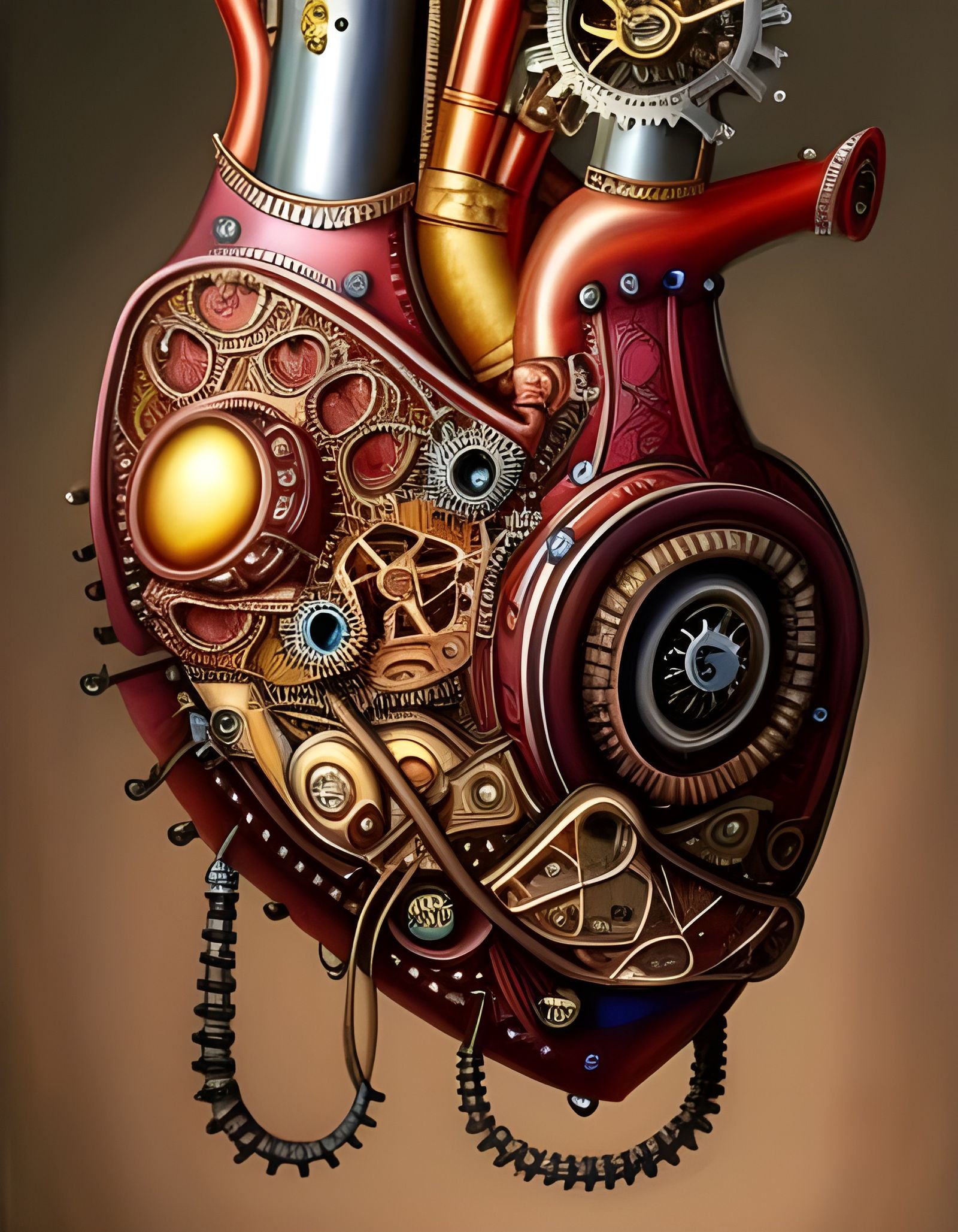 Steampunk Heart: Expressionist Volumetric Masterpiece