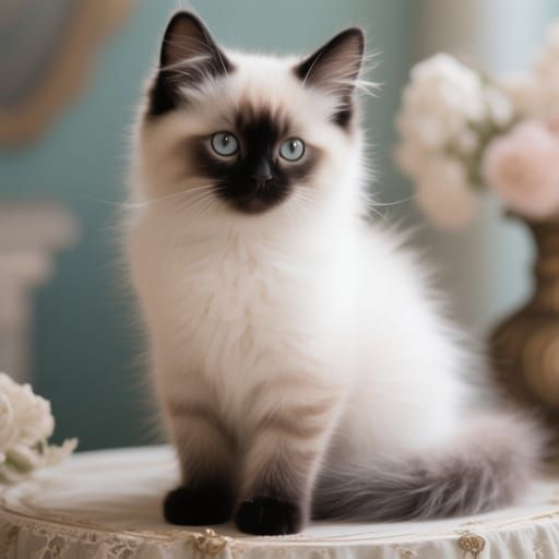 Ethereal Vintage Kitty in Soft Pastel Colors