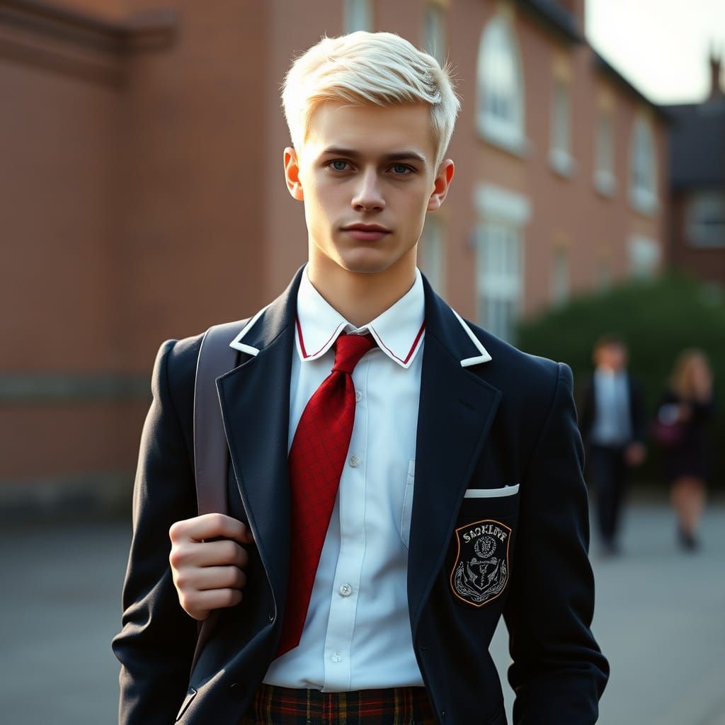 Dashing Young Scholar in Traditional English School Uniform