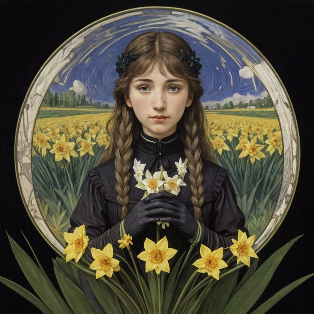 Psychedelic Daffodils in Academic Art Style