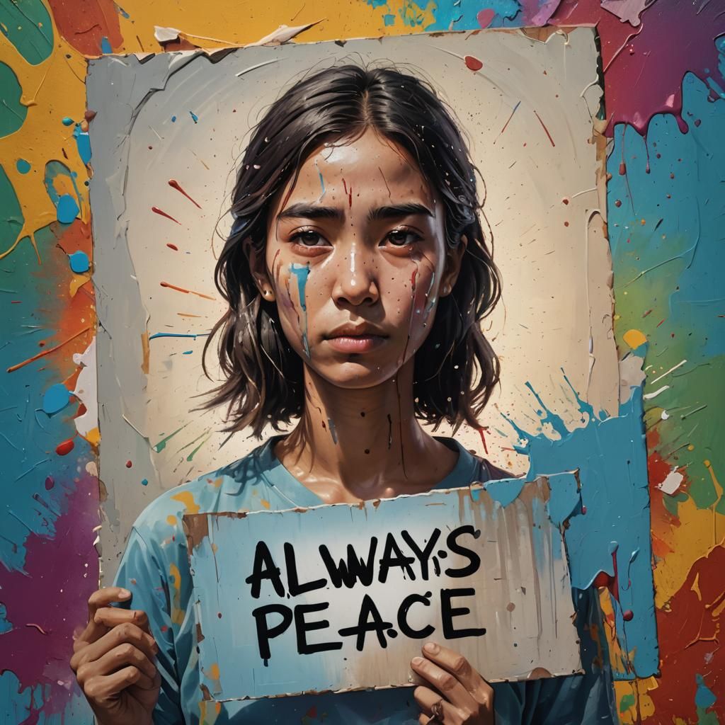 Sad Person With 'Always Have Peace' Sign