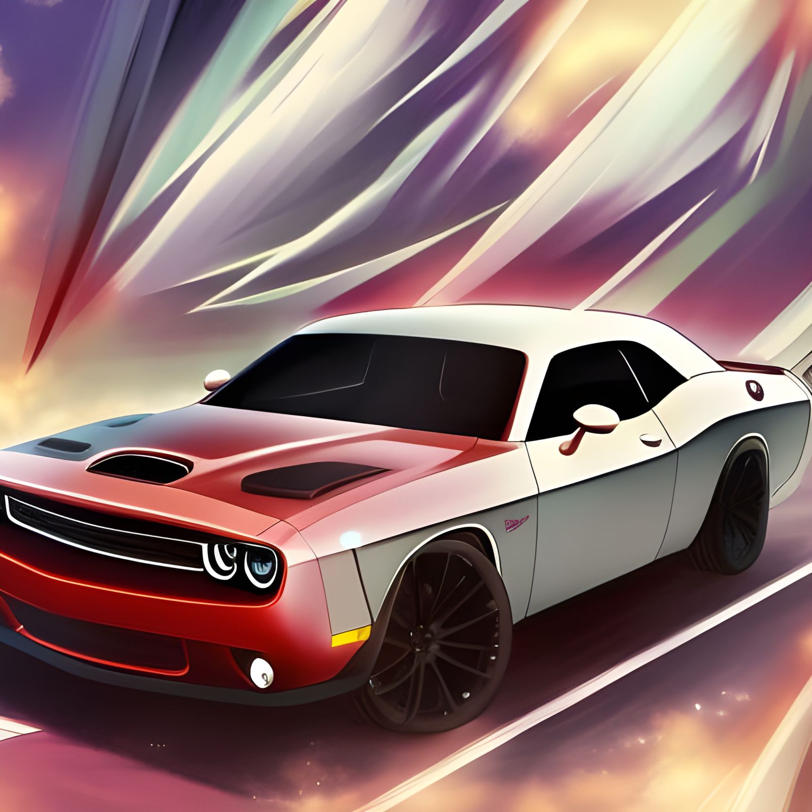 Dodge Challenger in Anime Style