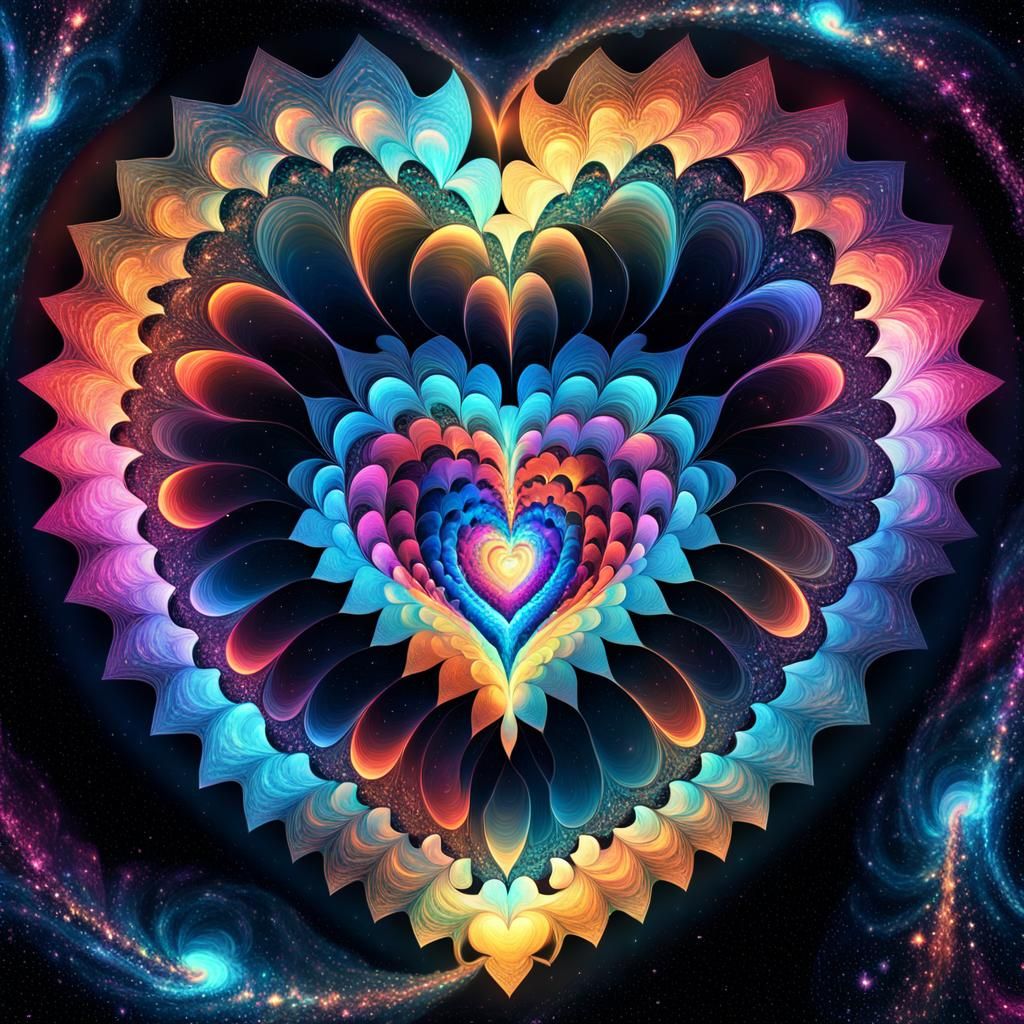 Cosmic Fractal Geometry: Heart-Shaped Galaxy Vortex