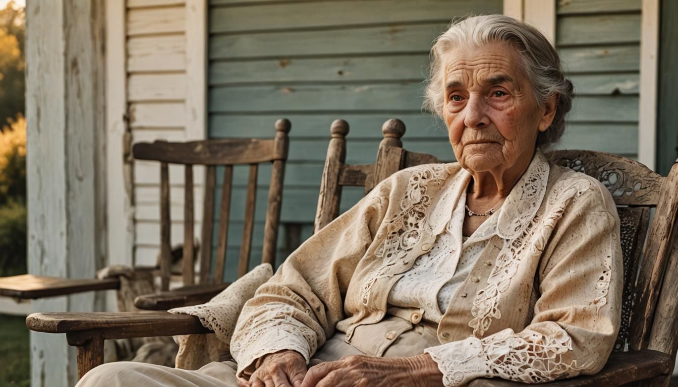 Golden Hour Portrait of Lady on Porch