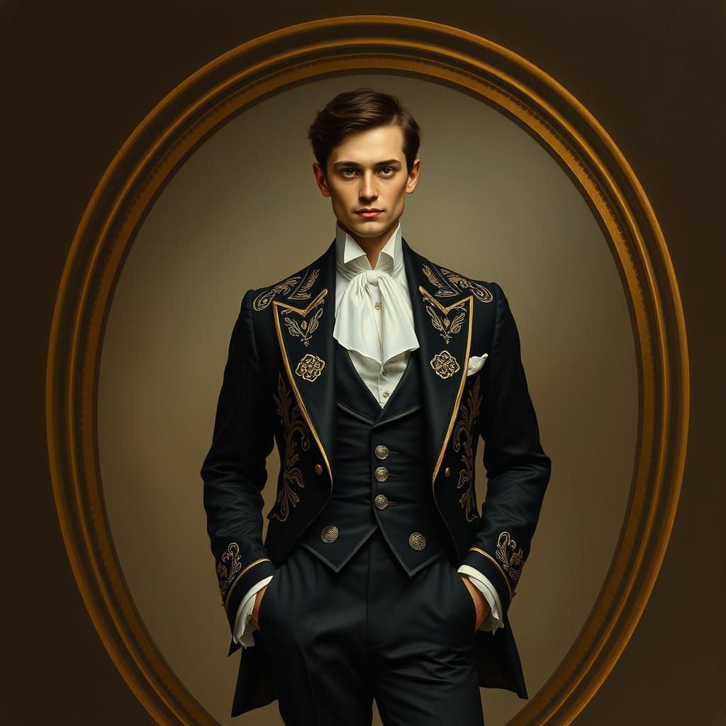 Formal Gentleman in Black and Gold