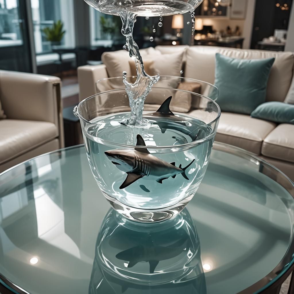 Tiny Great White Shark in Glass, Ultra-Modern Digital Art
