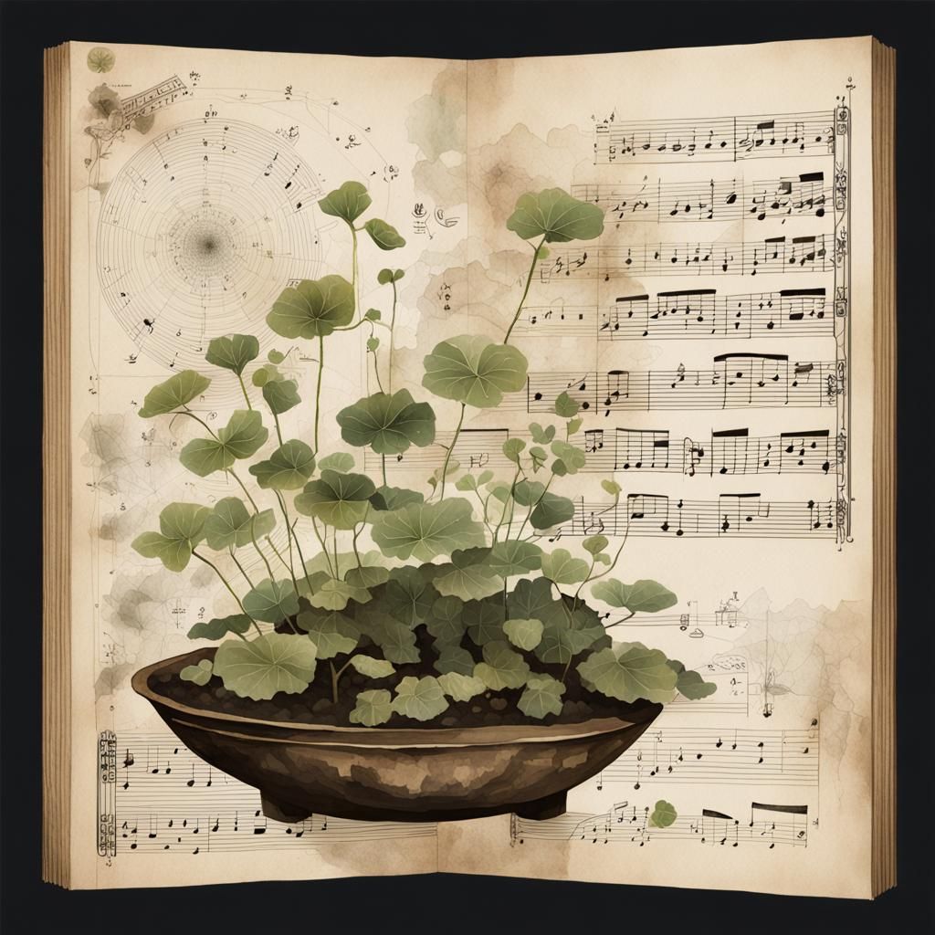 Mallow Schematic with Sheet Music in Art Deco Style