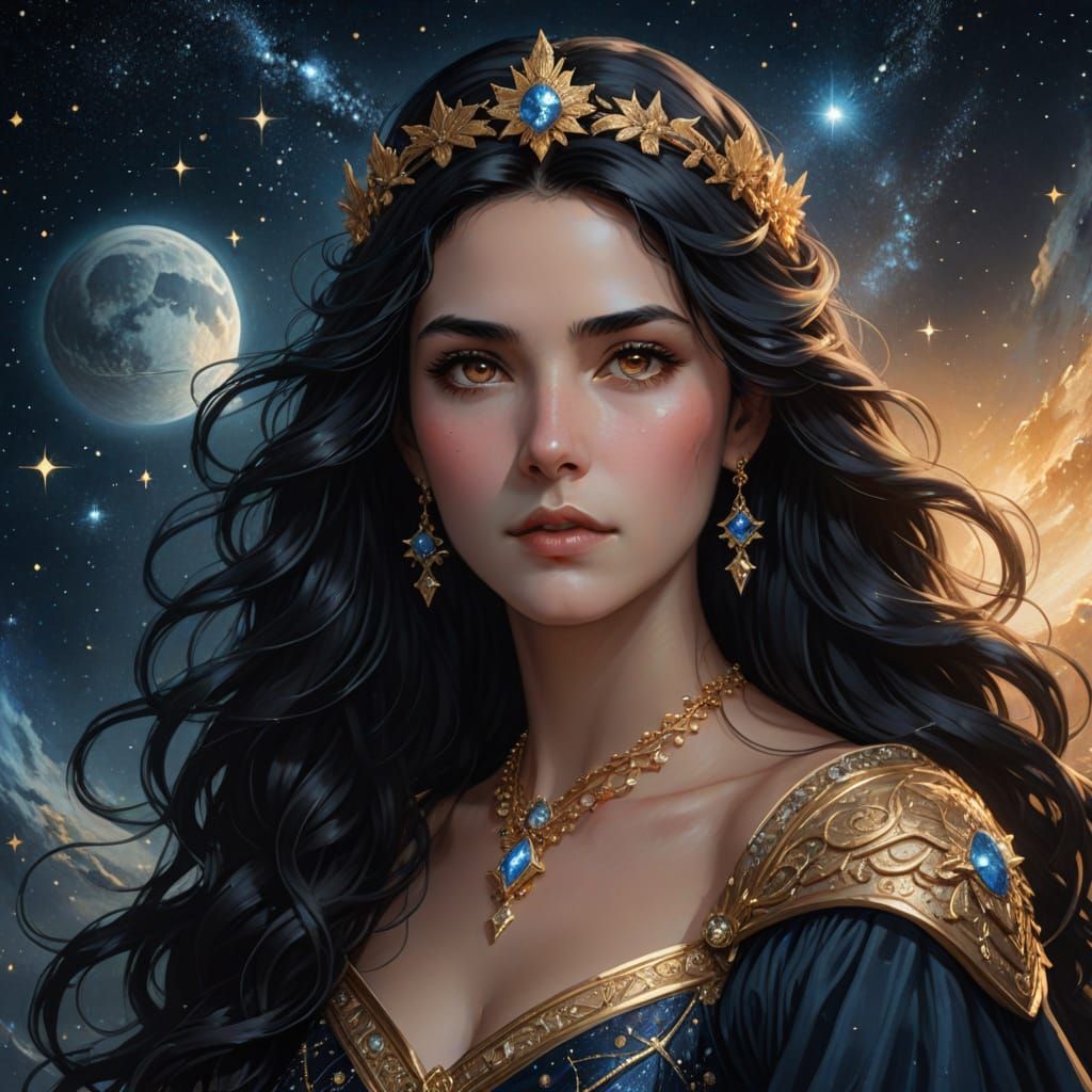 Alcyone, Guardian of Sailors, in Starry Night Portrait