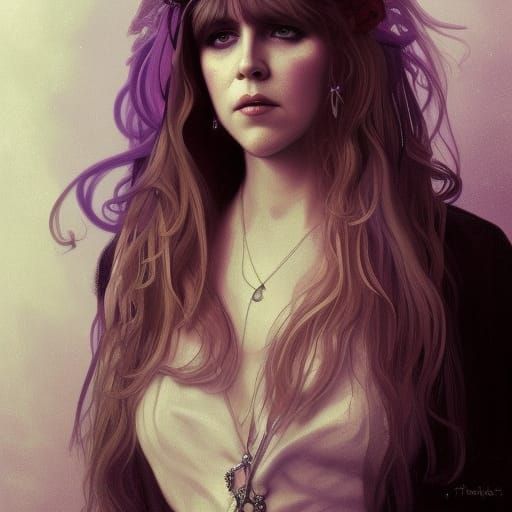 Beautiful Woman in 1970s Witchy Portrait