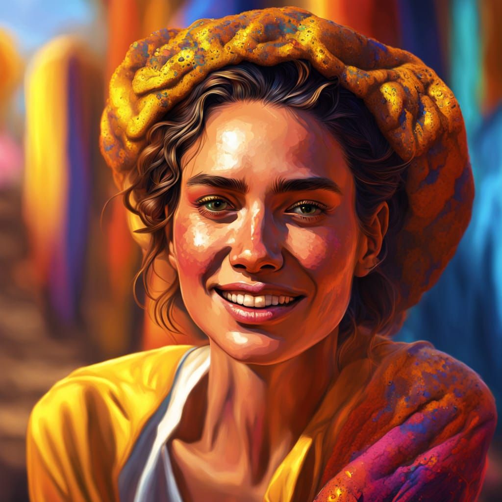 Colombian Woman Portrait in Splash Art Style