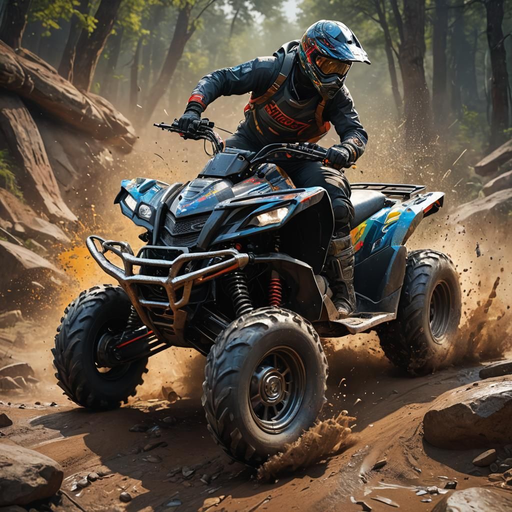 Hyperrealistic ATV in Splash Art Style