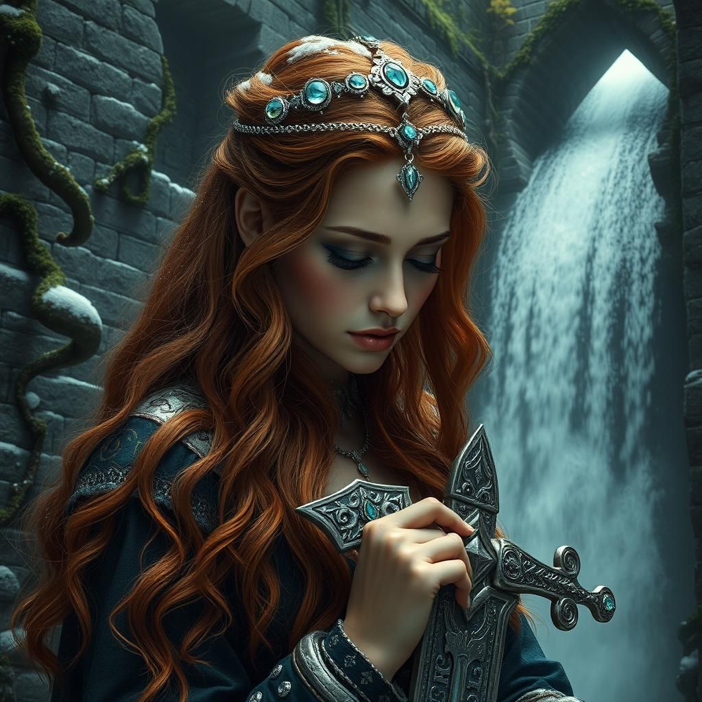 Mystical Woman in Ancient Ruins, Fantasy Concept Art