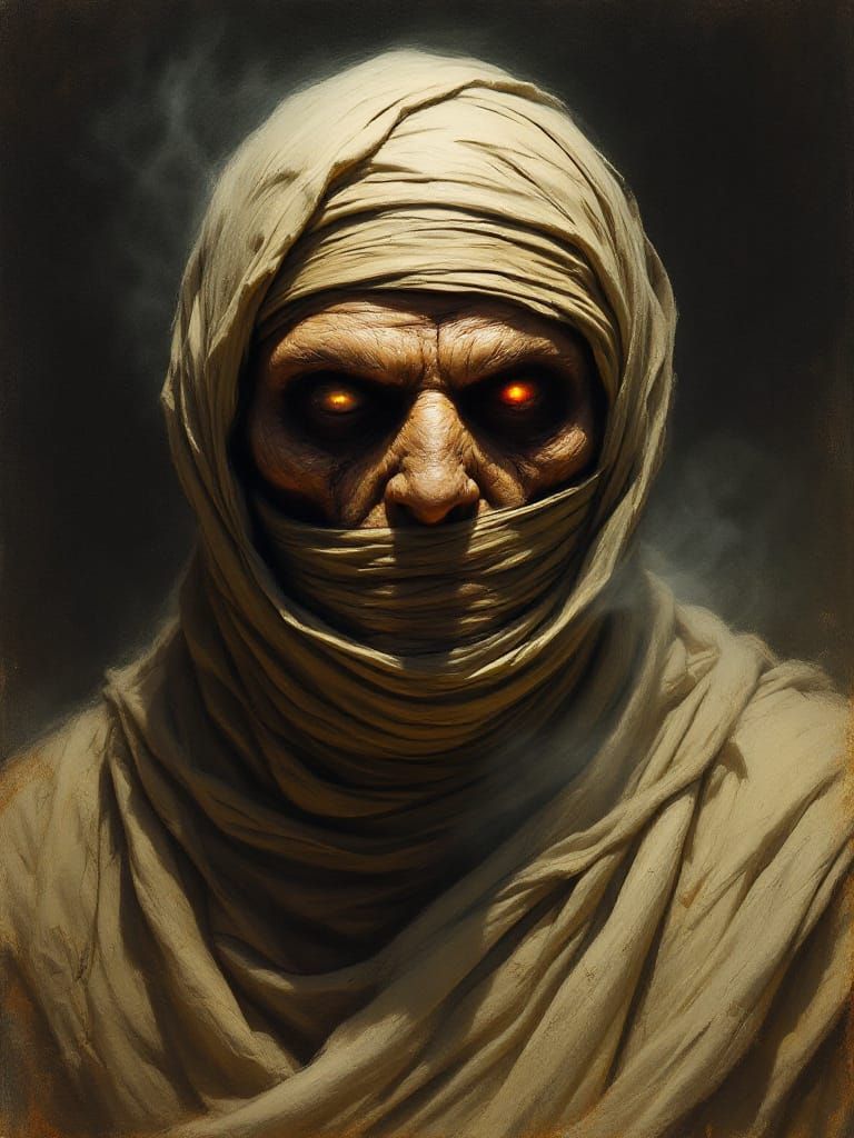 The Mummy Portrait in Dramatic Oil Painting Style
