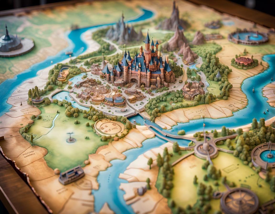Magical Theme Park Map on Parchment